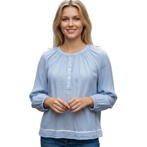 Lucky Brand Woven Half Button Boho Blouse